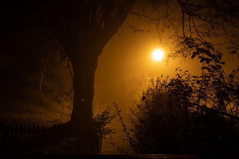 Strassenlaterne im Abendnebel